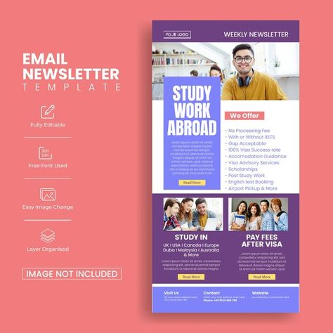 Education email newsletter template for ... | Premium Vector #Freepik #vector #university #study #information #news University Newsletter Design, Newsletter Design Layout, Edm Design, Email Flyer, Newsletter Layout, App Design Layout, Website Landing Page, Social Media Advertising Design, Newspaper Template