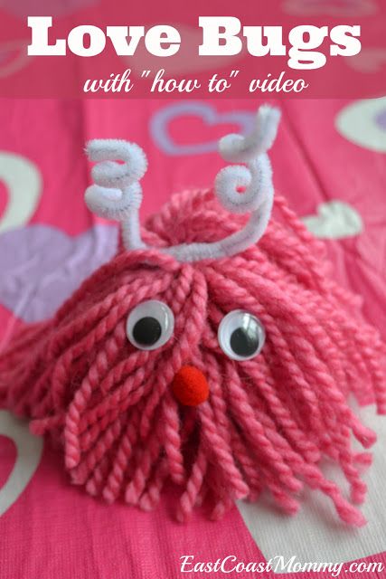 Valentines Day History, Easy Yarn Crafts, Valentines Day Quotes, Bug Crafts, Love Valentines Day, Diy Yarn Crafts, Valentine Crafts For Kids, Valentines Day Shirt, Love Bug