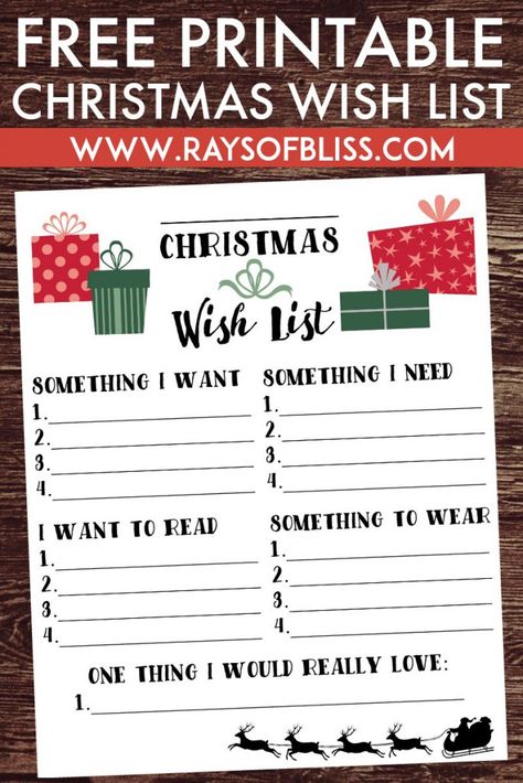 Christmas Wish List Free Printable, 4 Gift Rule, Christmas List Printable, Kids Christmas List, Merry Christmas Text, Christmas Wish List, Christmas Wish, Merry Christmas Wishes, Christmas Gift List