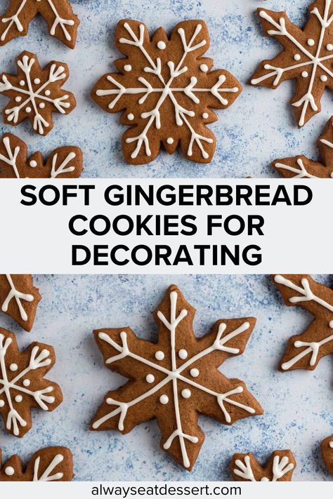 Looking for the best gingerbread cookies? This recipe makes soft, chewy cookies full of holiday spice and includes a simple icing for decorating snowflakes, trees, and more! Gingerbread Cookies To Decorate, Best Gingerbread Cut Out Cookie Recipe, Gingerbread Cookie Cutout Recipe, Soft Cut Out Gingerbread Cookies, Fried Cookies Recipe, Best Gingerbread Cutout Cookies, Chewy Gingerbread Cutout Cookies, Ginger Bread Cutout Cookies, Gingerbread Cookies For Decorating