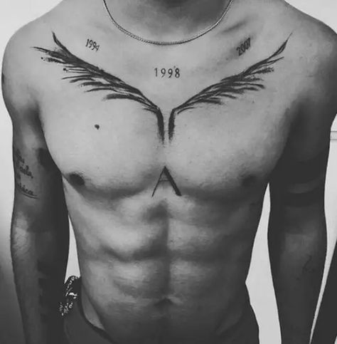 Small Chest Tattoo Men Ideas Simple, Simple Tattoos Men Chest, Small Chest Tattoos For Guys, Chest Tattoos For Guys, Collar Bone Tattoo For Men, Adler Tattoo, Clavicle Tattoo, Tato Dada, Small Chest Tattoos