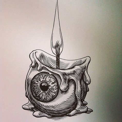 Digging this rad #eyeball #candle #sketch by the awesome @glennoart who has a fantastic portfolio of work! Be sure to check out Glenno's cool page...and if you dig black & white artwork, our 'Black & White: Volume Two' book is NOW available and shipping to art libraries around the world! Scoop one up for just $24.95 at www.OOSBooks.com A Drawing, An Eye, Art