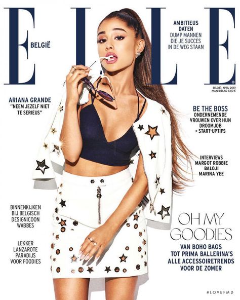 Cover of Elle Belgium with Ariana Grande, April 2019 (ID:51553)| Magazines | The FMD #lovefmd Star Outfit, Gamer Party, Regina King, Vogue Magazine Covers, Celebrity Magazines, Ariana Grande Fans, Magazine Vogue, Lisa Bonet, Laura Marano