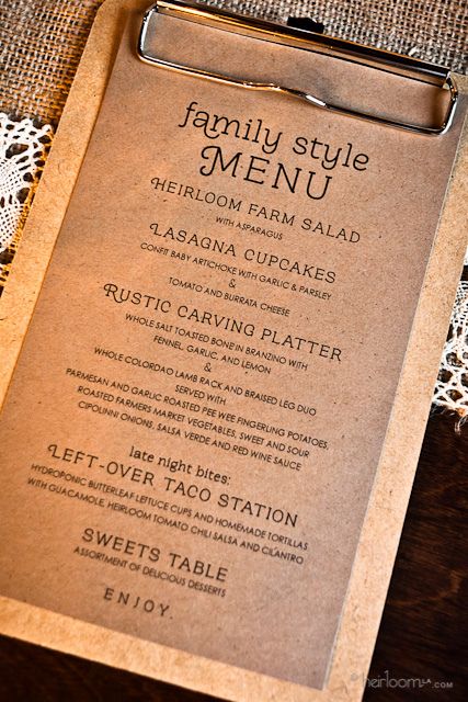 Wedding Food Menu, Menue Design, Menu Inspiration, Rustic Restaurant, Menu Boards, Parents Wedding, Food Menu Design, 카페 인테리어 디자인, Restaurant Menu Design