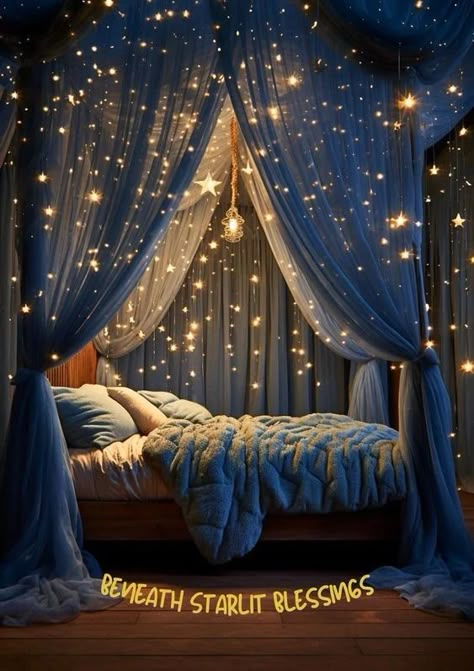 13 Glamorous Celestial Bedroom Aesthetic Ideas For Your Space - Drop By My Home Magic Room Aesthetic, Star Room Aesthetic, Space Themed Bedroom Aesthetic, Galaxy Themed Bedroom, Dreamy Bedrooms Romantic, Galaxy Room Ideas, Galaxy Themed Room, Space Room Ideas, Astronomy Bedroom