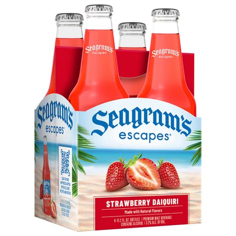 Seagram's Escapes Strawberry Daiquiri 4 Pack Does not contain distilled spirits. | Seagram's Escapes Strawberry Daiquiri 4 Pack At Hy-Vee Seagrams Escapes, Best Freeze Dried Food, Alcholic Drinks, Sleepover Food, Strawberry Daiquiri, Grocery Foods, Videos Cooking, Freeze Drying Food, Pink Car