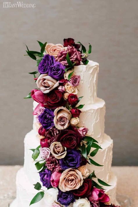 Jewel Tone Wedding Cake Jewel Tone Wedding Cake, Jewel Tone Wedding Cakes, Jewel Tone Wedding Theme, Wedding Cake With Flowers, Wedding Cakes Ideas, Cake With Flowers, Diy Wedding Cake, Fresh Flower Cake, Jewel Tone Wedding