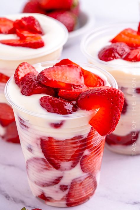 Simple and easy, you'll delight in the creamy texture and fresh flavor of ripe strawberries with crema in this decadent Crema con Fresas. Fresas Crema Recipe Mexican, Strawberries With Cream, Strawberries And Cream Recipe, Traditional Mexican Desserts, Crema Recipe, Breakfast Donuts, Sweet Condensed Milk, Mexican Dessert Recipes, Individual Desserts