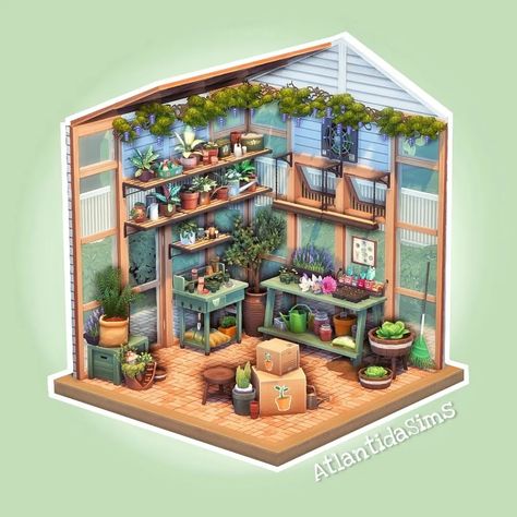 Sims 4 Greenhouse Interior, Ts4 Greenhouse, Sims 4 Greenhouse Build, Sims4 Greenhouse, Sims Fairy House, Sims4 Garden Ideas, The Sims 4 Greenhouse, Green House Sims 4, Sims 4 Green House