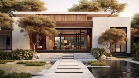 Japandi Style Exterior & Interior Visualization - AI Japandi Home Exterior, Wabi Sabi Exterior House, Japandi Exterior Design, Modern Japanese Home Exterior, Japandi House Design, Japandi House Exterior, Japandi Exterior, Japanese House Exterior, Japandi House