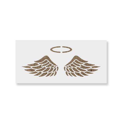 "This is our angel wings and halo stencil design for your crafts and DIY projects. Get this design cut and shipped in only 1 business day. Need a custom size for your angel wings stencil? Just REQUEST a custom order and we'll create the specific size you want. Sizes are based on total material size with the stencil placed as large as possible in the center. You can see the rough dimensions using the 1\"x1\" grid background the stencil is laying on in the main image." Angel Wings Stencil, Wings Stencil, Tiger Stencil, Angel Wings And Halo, Winged Stencil, Large Angel Wings, Wings Painting, Angel Wings Painting, Wings And Halo