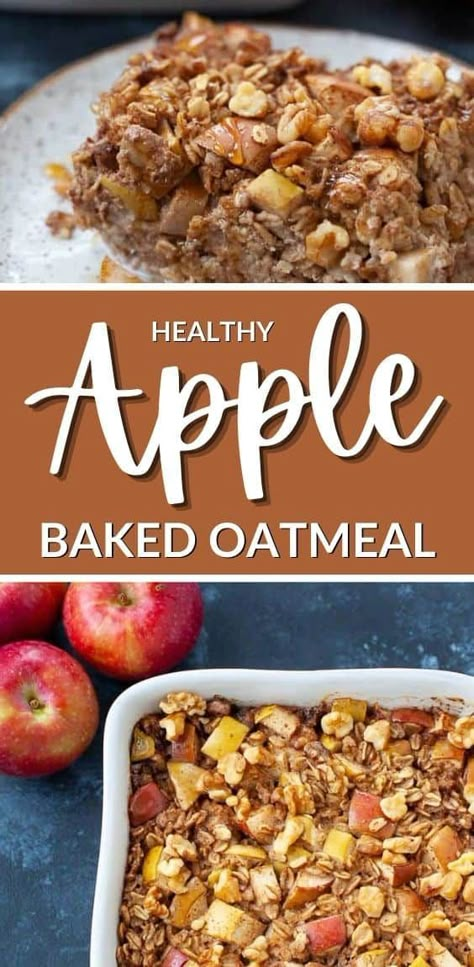 Apple Cinnamon Baked Oatmeal Healthy, Healthy Comfort Breakfast, Baked Oatmeal Recipes Apple Cinnamon, Make Ahead Oatmeal Bake, Apple Pie Breakfast Casserole, Baked Apple Oatmeal Breakfast, Apple Fall Breakfast, Baked Apples Oatmeal, Make Ahead Fall Breakfast