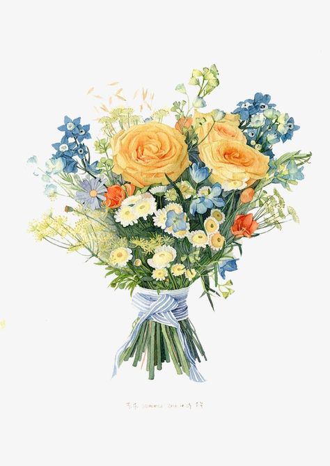 Painted Bouquet, Flower Bouquet Png, Flower Bouquet Drawing, Flower Bouquet Painting, Bouquet Decoration, Flowers Png, A Bouquet Of Flowers, Watercolor Bouquet, 수채화 그림