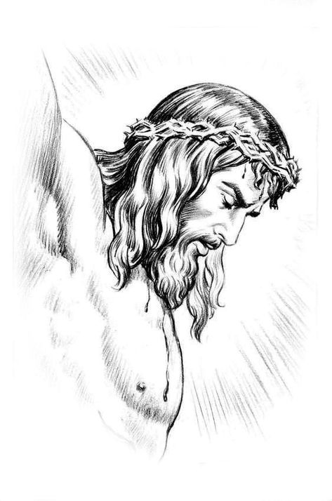 Christus Tattoo, Jesus Christ Tattoo, Jesus Tattoo Design, Tato Flash, Christian Drawings, Heaven Tattoos, Christ Tattoo, Jesus Drawings, Religious Tattoo