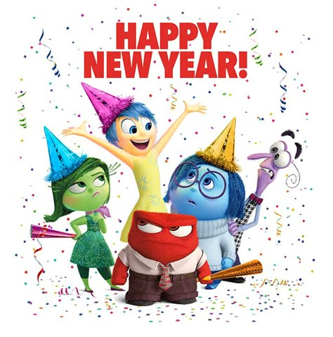 Inside out happy new year Happy New Year 2024 Disney, Disney Happy New Year, Disney New Year, New Year Meme, Disney Emoji, Happy New Years Eve, Princess Theme, Disney Holiday, Disney Quotes