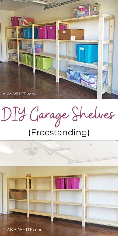 Diy Kast, Shelves Freestanding, White Garage, Garage Storage Inspiration, Diy Storage Shelves, Garage Organization Ideas, Garage Shelves, Diy Rangement, Garage Storage Shelves