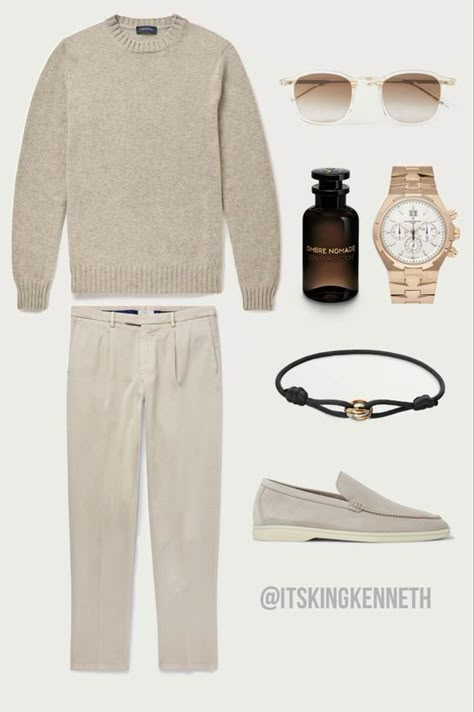 Loro Piana Loafers Outfit Men, Styleboard Men, How To Dress Old Money Men, Men’s Clean Aesthetic, Loro Piana Loafers Outfit Man, Old Money Loafers Men, Loro Piana Aesthetic Men, Cartier Trinity Bracelet Men, Loro Piana Summer Walk Outfit Man