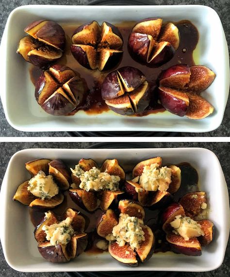 Figs With Cheese, Figs With Blue Cheese, Blue Cheese Appetizers, Fig Salad Recipes, Figs Blue Cheese, Baked Figs, Fig Appetizer, Blue Cheese Recipes, Fig Salad