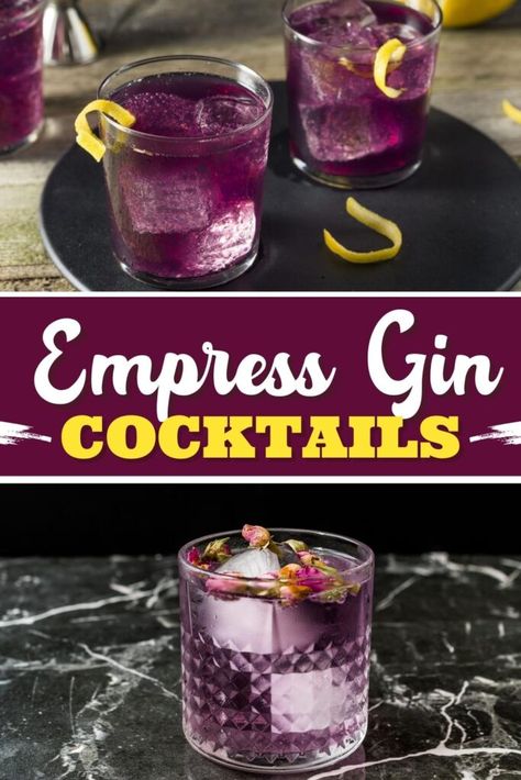 Fall Cocktails Empress Gin, Indigo Gin Recipes, Drinks With Empress Gin, Empress Gin Fall Cocktail, Empress Indigo Gin Cocktail, Sweet Gin Cocktails, Empress 1908 Gin Cocktails, Empress Gin Cocktail, Gin Old Fashioned