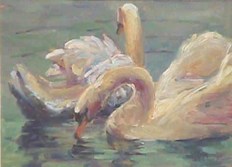 Swans Landscapes Beautiful, Swan Painting, Swans Art, Rennaissance Art, Animals And Birds, Cute Paintings, Wow Art, Impressionist Paintings, Aesthetic Painting