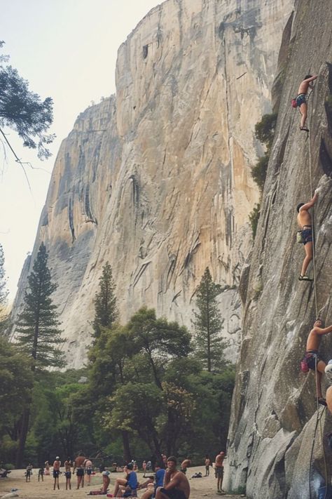 Scale New Heights with Rock Climbing in Yosemite 🧗‍♂️✨ Challenge yourself with rock climbing adventures in Yosemite National Park. Climb iconic formations like El Capitan and Half Dome, and enjoy the stunning views. 🌿🇺🇸 #RockClimbing #YosemiteAdventure #AdventureTravel #OutdoorThrills Yosemite Climbing, Challenge Yourself, Yosemite National, Half Dome, Yosemite National Park, Rock Climbing, Mountaineering, Golden State, Stunning View