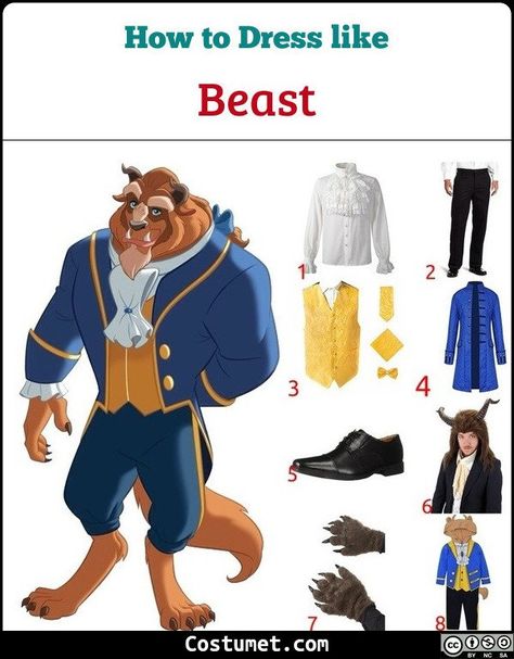 The Beast costume is a nice blue Victorian jacket, yellow paisley vest, and black dress pants for his famous ballroom dance with Belle.             #Male #Female #male #movies #Disney #female #BeautyandtheBeast #couple #Victorian #prince #princess Kids Beast Costume, Beast Costume Mens, Beast Costume Diy Men, Disney Beast Costume, Beast From Beauty And The Beast Costume, Modern Beauty And The Beast Costume, Toddler Beast Costume, Beauty & The Beast Costumes, Beauty And Beast Diy Costume