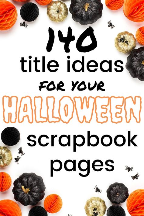 Seasonal Scrapbook Ideas, Halloween Scrapbook Pages Ideas, Halloween Scrapbook Paper Crafts, Halloween Title Ideas, Halloween Scrapbook Layouts Ideas, Scrapbook Ideas Halloween, Cricut Scrapbook Titles, Halloween Scrapbook Ideas, Halloween Scrapbook Pages