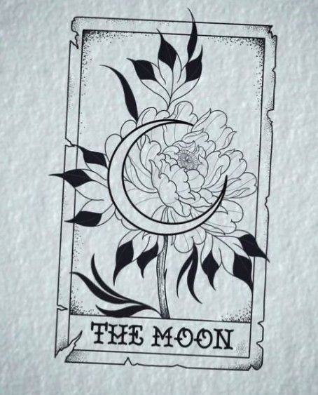 Moon Tarot Card Tattoo Design, Easy Tarot Card Drawing, Simple Tarot Card Design, Tattoo Tarot Card, Tarot Card Tattoo, Tarot Tattoo, Card Tattoo Designs, Witch Tattoo, Tarot Cards Art