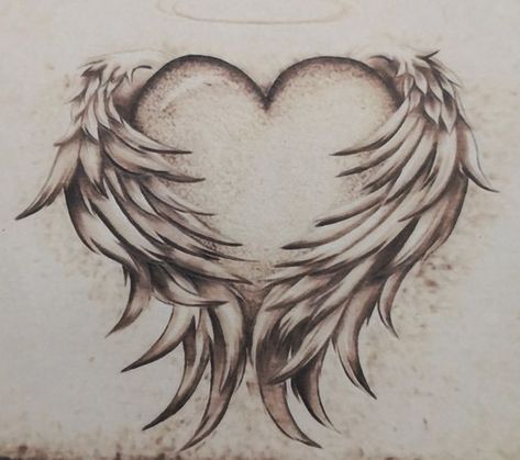 Angel Wings With Music Notes Tattoo, Drawings Of Angel Wings, Angel Tattoo Ideas For Women, Angels Tattoo For Women, Angel Wing Tattoo Designs For Women, Heart Feather Tattoo, Small Angel Wing Tattoos For Women, Angel Wing Feather Tattoo, Wings Memorial Tattoo