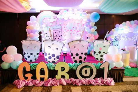 Boba Partea, Tea Themed Party, Boba Party, Surprise Birthday Decorations, Deco Pastel, Kids Birthday Party Decoration, 1st Birthday Themes, 9th Birthday Parties, Tea Party Decorations