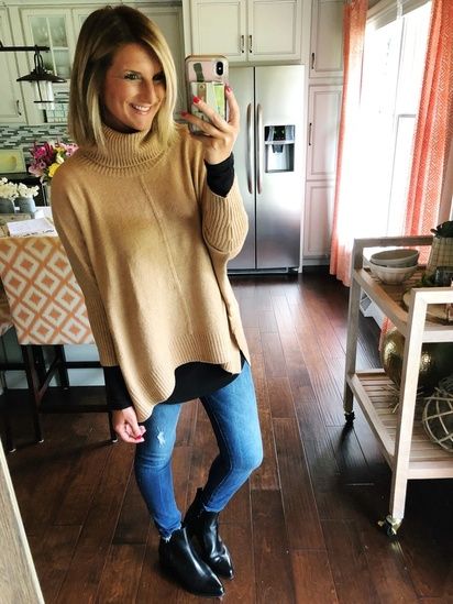 The perfect outfit for Fall // How to style a poncho for Fall // Cute and chic outfit for Fall // Fall Outfit Inspiration // what to wear with a turtleneck poncho // camel poncho with skinny jeans and booties // Fall fashion // fall style #ShopStyle #MyShopStyle #poncho #falloutfit #fallstyle #fallfashion #cuteoutfit #loft Turtleneck Poncho Outfit, Style A Poncho, How To Style A Poncho, Blondo Boots, Poncho Outfit, Outfit For Fall, Fall Outfit Inspiration, Turtleneck Poncho, Outfit Inspiration Fall