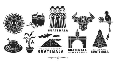 Guatemala elements silhouette set #AD , #elements, #silhouette, #set, #Guatemala Guatemala Flower Tattoo, Guatemala Stamp Tattoo, Guatemala Aesthetic Art, Guatemala Symbols, Guatemala Tattoo Ideas Small, Guatemala Tattoo Ideas Design, Guatemala Drawings, Guatemalan Tattoo Ideas, Guatemalan Tattoo