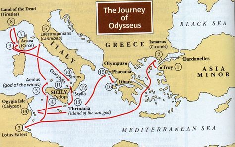 The Odyssey is a magnificent epic stor y wri tten down by the Greek poet Homer around 700 B.C. The story mainl y centres on the Greek hero ... #theodyssey #maps #etlobest Freshman English, Homer Odyssey, Adventures In Odyssey, Greek Heroes, John William Waterhouse, Grece Antique, The Odyssey, Hero's Journey, Historical Maps