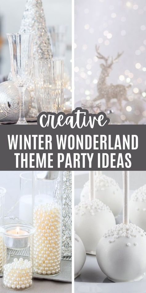 Fun winter wonderland birthday party theme, winter wonderland baby shower theme or Christmas party ideas for kids and adults. Creative winter party that not everyone else is doing! Winter wonderland decor, winter wonderland table decorations, winter wonderland recipes and more for this DIY winter party. #winterparties #christmasparties #winterbabyshower Winter Wonderland Baby Shower Theme, Wonderland Theme Birthday Party, Snowflake Theme Party, Winter Wonderland Theme Party, Diy Winter Wonderland Decorations, Wonderland Theme Party, Winter Wonderland Ball, Office Themed Party, Winter Wonderland Christmas Party