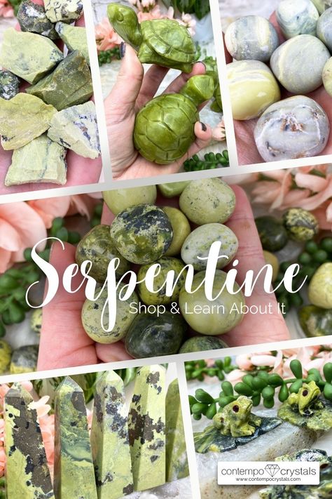 Serpentine Stone - Learn About This Green Crystal Serpentine Stone Meaning, Serpentine Crystal Meaning, Serpentine Meaning, Crystal Grimoire, Serpentine Crystal, Release Negative Energy, Serpentine Stone, Learn History, Mean Green