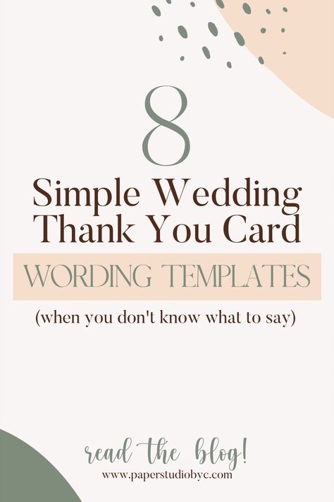 Stuck on what to write in your wedding thank you notes? Wedding thank you cards don't have to be long, but it should feel personal and heartfelt. Read this blog for wedding etiquette tips on how to write wedding thank you cards the right way, when to send out wedding thank you cards, and wedding thank you card wording examples for a variety of wedding gift scenarios. Wedding Thank You Cards Wording For People Who Didnt Come, Wedding Thank U Cards, Short Wedding Thank You Message, Thank You Cards For Wedding Gifts, Thank You Notes Wedding Wording, How To Write Wedding Thank You Cards, Handwritten Wedding Thank You Notes, Writing Wedding Thank You Cards, Generic Thank You Note Wedding