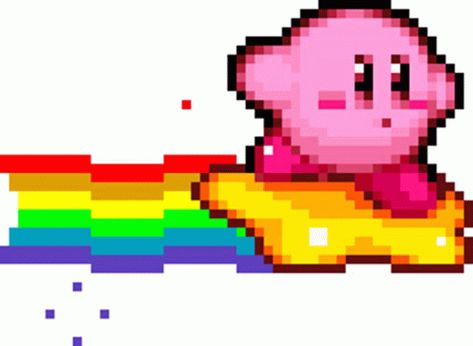 Kirby Gif, Kirby, Pixel Art, Gif, Rainbow, Art