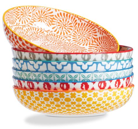 PRICES MAY VARY. From Oven To Table: The oven-safe pasta plates set makes them suitable for serving dishes directly from oven to table, enhancing the presentation of your mealand whetting your appetite Easy Cleaning: Our dishwasher-safe Italian pasta bowls make cleaning a breeze, saving you time and effort compared to handwashing each bowl separately Vibrant Pasta Bowls: This colorful bowl plate set creates a visually appealing table setting, enhancing the overall dining experience and bringing Colorful Kitchen Dishes, Colorful Dishes Sets Dinnerware, Dish Sets Dinnerware, Italian Pasta Bowls, Colorful Pasta, Colorful Kitchen Accessories, Colorful Dinnerware, Colorful Table Setting, Pottery Kitchen