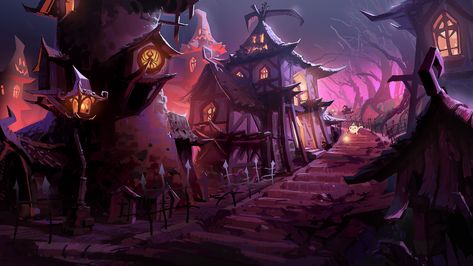 Niflheim, Realm of the Dead, Ken Darmadi on ArtStation at https://www.artstation.com/artwork/Z522r8 #artwork #art #digitalart #painting #lockscreenwallpaper #wallpaper Concept Landscape, Ragnarok Online, Japanese Pop Art, House Cartoon, Spooky Places, Modern Magic, Drawing Table, Fiction Idea, Halloween Backgrounds