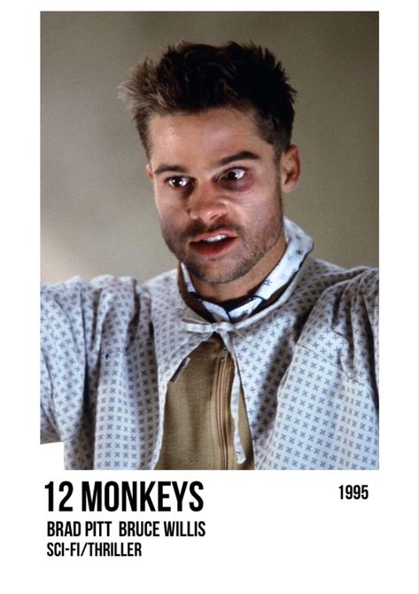 12 monkeys movie polaroid poster brad pitt psycho insane indie kid aesthetic 12 Monkeys Movie, Indie Kid Aesthetic, Famous Movie Posters, Twelve Monkeys, Kid Aesthetic, 12 Monkeys, Movies Worth Watching, Polaroid Poster, Film Lovers