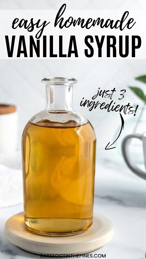 Vanilla Extract In Coffee, How To Make Vanilla Simple Syrup, Home Made Vanilla Syrup For Coffee, Vanilla Syrup Recipe Coffee, French Vanilla Coffee Syrup, Diy Vanilla Coffee Syrup, Vanilla Syrup Coffee Recipes, Homemade Healthy Coffee Syrup, Healthy Vanilla Syrup For Coffee