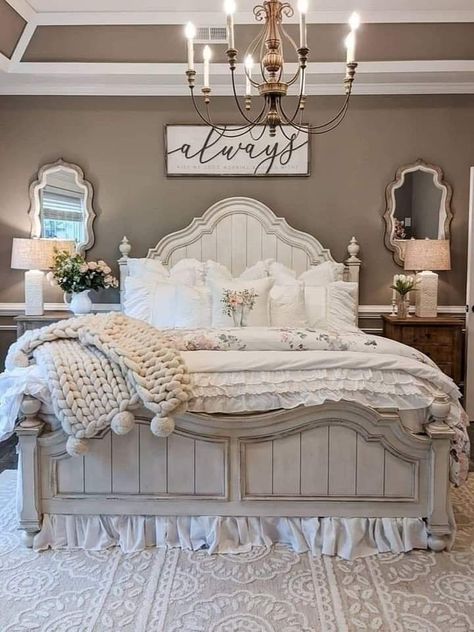 Modern Farmhouse Decor Ideas, Casa Country, Bad Inspiration, Shabby Chic Bedroom, Country Bedroom, Farmhouse Bedroom Decor, Bad Design, Chic Bedroom, Remodel Bedroom