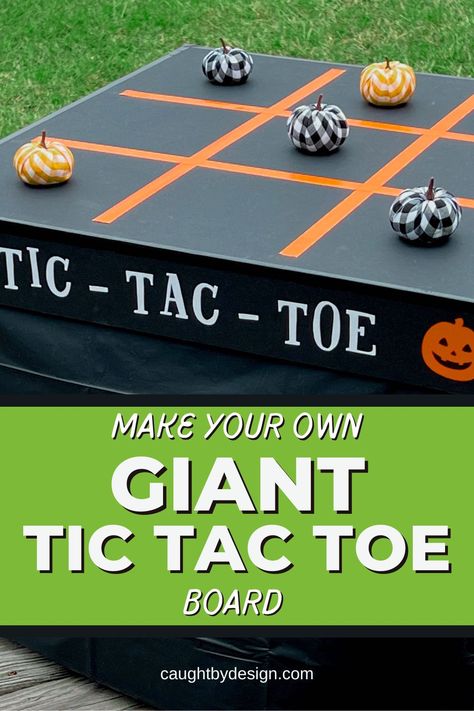 Outdoor Tic Tac Toe Diy, Diy Fall Festival Games For Kids, Giant Tic Tac Toe, Diy Tic Tac Toe Game, Outdoor Fall Parties, Tic Tac Toe Diy, Giant Backyard, Halloween Stations, Diy Tic Tac Toe