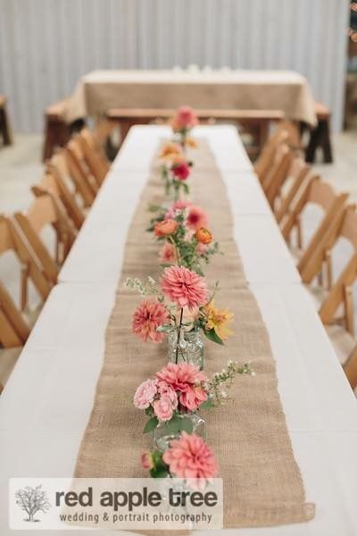 Baby In Bloom Table Setting, Baby In Bloom Shower Ideas Table Decor, Spring Fling Party, Event Table Settings, Floral Graduation Party, Burlap Runner, Rainbow First Birthday, Wildflower Baby Shower, Bloom Baby