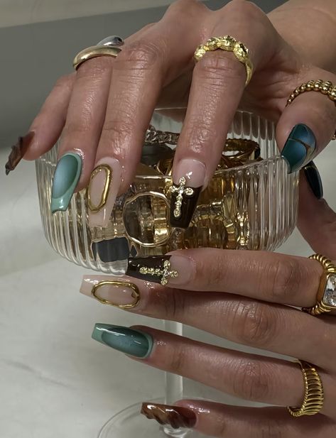 Vintage Nails, Classy Acrylic Nails, Unique Acrylic Nails, Nagel Inspo, Dream Nails, Fire Nails, Funky Nails, Pretty Acrylic Nails, Minimalist Nails