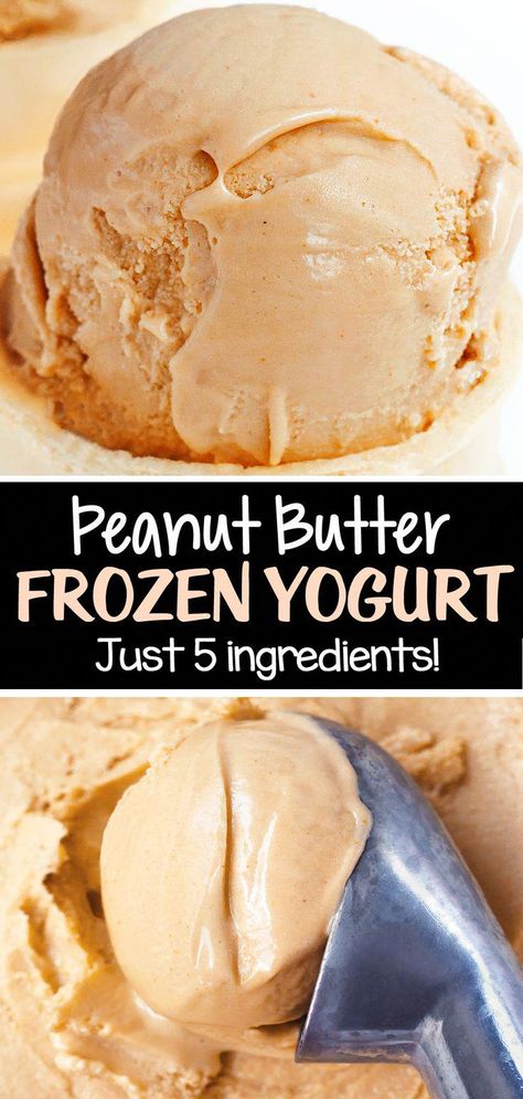 How to make peanut butter frozen yogurt (no ice cream machine, egg free recipe) #WhatIsTheMostHealthyFood Banana Yogurt Ice Cream Recipe, Coconut Yogurt Ice Cream, Frozen Yougart Recipe, Lowfat Homemade Ice Cream, Peanut Butter Yogurt Ice Cream, Peanut Ice Cream Recipe, Keto Peanut Butter Frozen Yogurt, Frozen Yogurt Chocolate, No Chew Diet Recipes