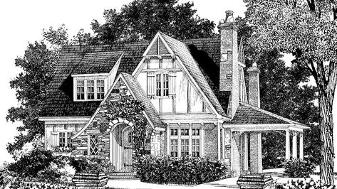 Storybook Cottage House Plans, English Tudor Cottage, English Cottage House Plans, Honeymoon Cottage, Storybook House, Tudor Cottage, Storybook Homes, Southern Living House Plans, Cottage Floor Plans