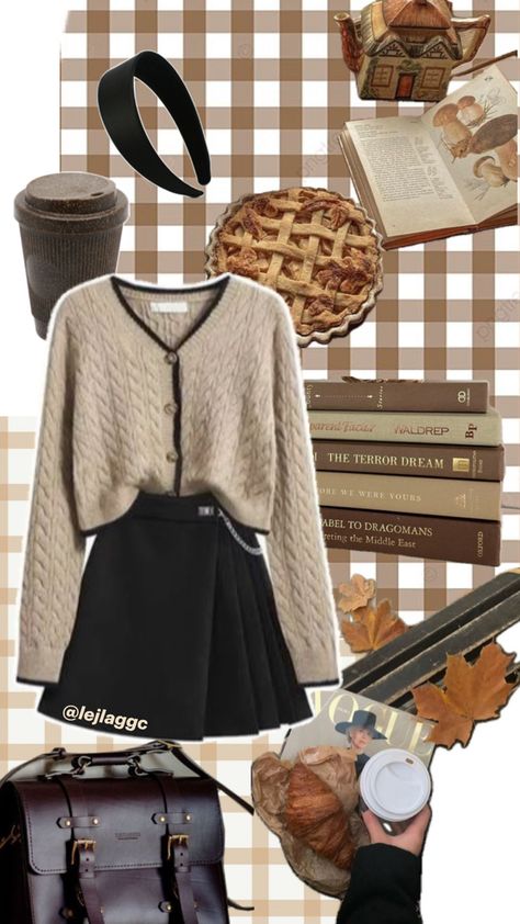 #fall #autumn #outfit #inspiration #fashion #skirt #cardigan #pie #latte #coffee #cozy Latte Outfit, Autumn Outfit Inspiration, Skirt Cardigan, Fall Fit, Inspiration Fashion, Coffee Cozy, Autumn Outfit, Fit Inspo, Fall Autumn