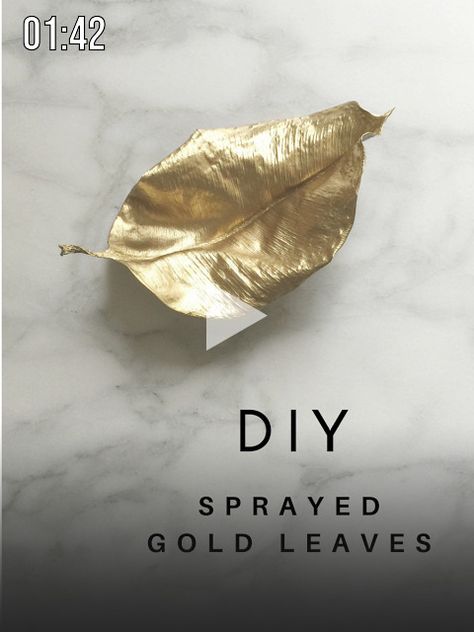 ▷ ▷Gold Leaves Spray Paint DIY ~ Mary Wald's Place - avery street design blog DIY Summer School // Sprayed Gold Leaves home decor ideas, diy home decor on a budget, diy hom..! Thanksgiving Name Cards, Takken Decor, Diy Projektit, Diy Spray Paint, Diy Sprays, Paint Diy, Gold Leaf Art, Gold Spray Paint, Gold Spray