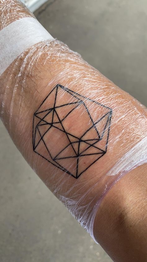 Got my first tattoo today! Its a 2D tattoo of a 3D projection of a 4D hypercube (tesseract) #tattoos #tattoo #beauty 3d Cube Tattoo, Geometric Square Tattoo, Hypercube Tattoo, Tesseract Tattoo, Tetris Tattoo, 2d Tattoo, Grid Tattoo, Frequency Tattoo, Quantum Tattoo